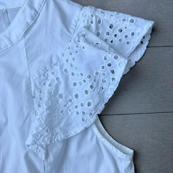 Banana Republic White Eyelet Ruffle Sleeve Blouse - Picture 4 of 10